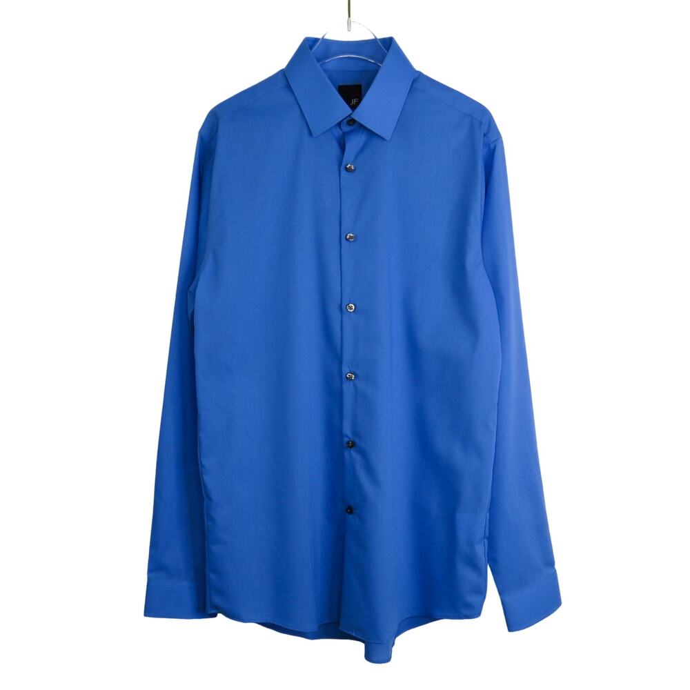 J. Ferrar Blue Men's Button Down Dress Shirt Medium Cotton Blend Professional